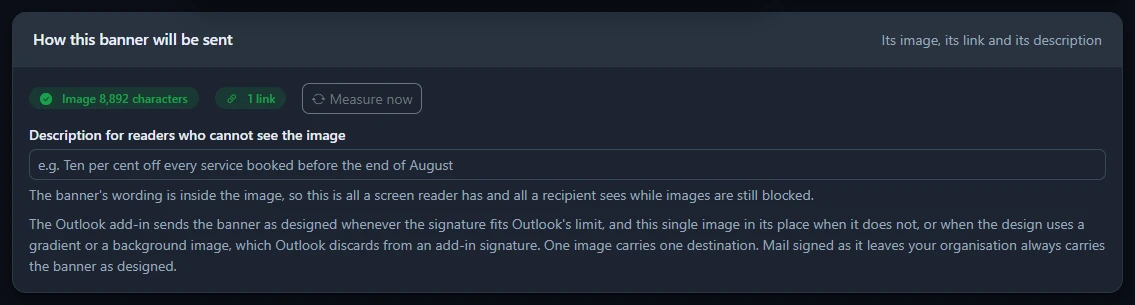 The How this banner will be sent card with the Measure now button